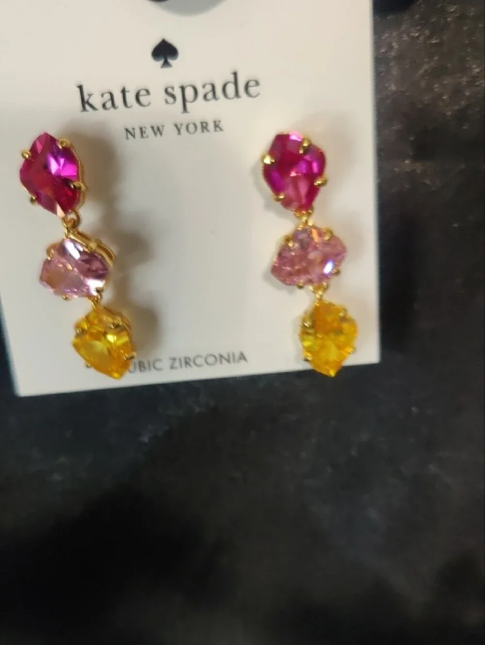 Kate Spade Gold‑Tone Triple Drop Earrings  Pink, Light Pink & Yellow – Color Pop